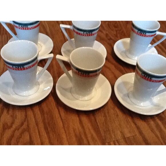 Levtov China 6 Piece Caffe cappuccino Set Cups And Saucers New - Picture 3 of 7